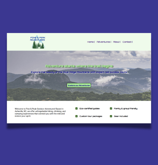 A webpage design built for desktop screens.