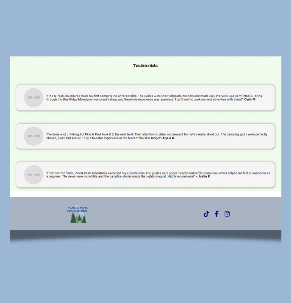 A webpage design built for desktop screens.