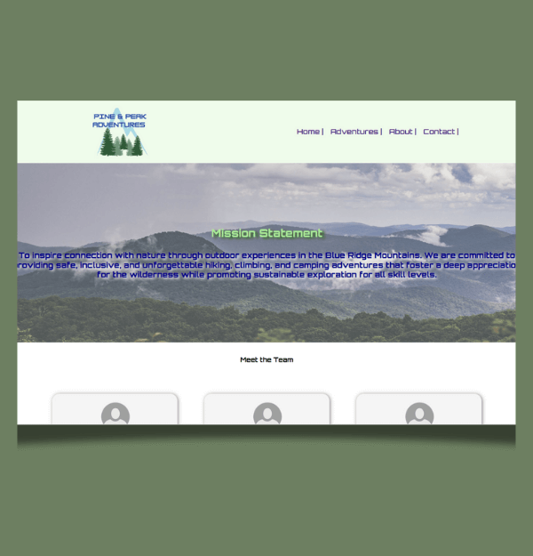 A webpage design built for desktop screens.