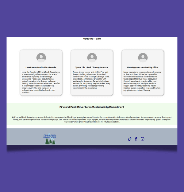 A webpage design built for desktop screens.