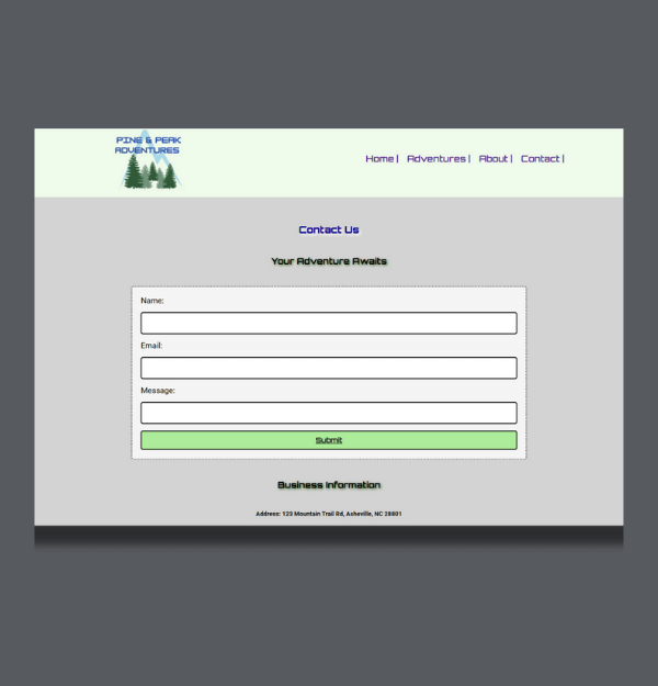 A webpage design built for desktop screens.