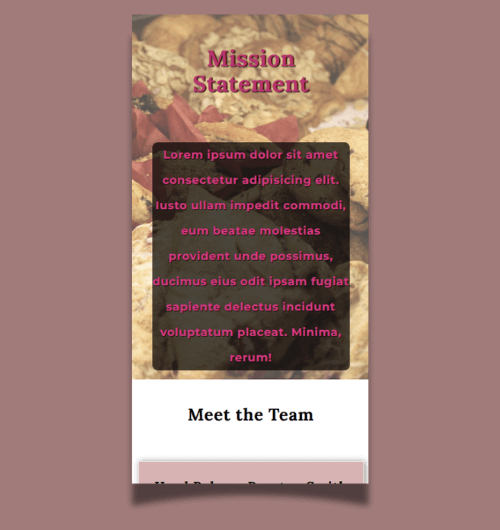 A webpage design built for mobile screens.