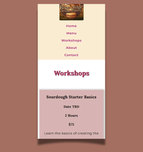 A webpage design built for mobile screens.
