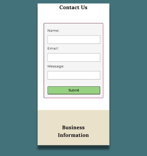 A webpage design built for mobile screens.