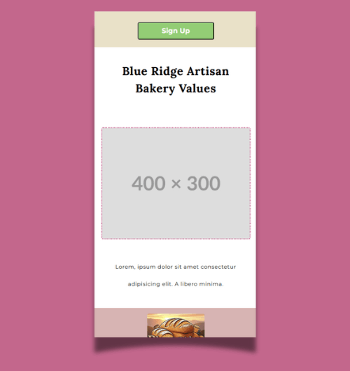 A webpage design built for mobile screens.