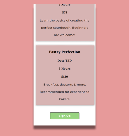 A webpage design built for mobile screens.