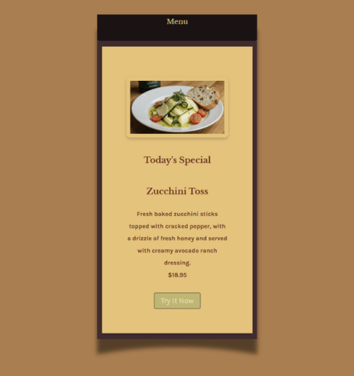 A webpage design built for mobile screens.