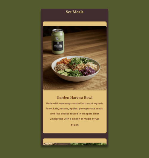 A webpage design built for mobile screens.
