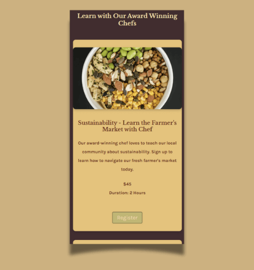 A webpage design built for mobile screens.