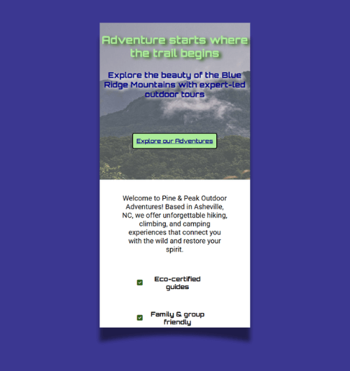A webpage design built for mobile screens.