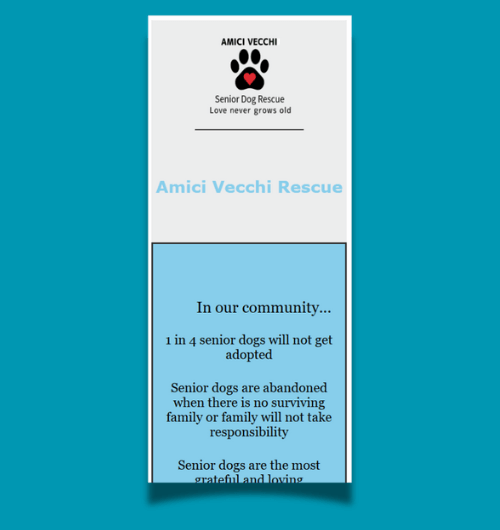 A mobile design of a webpage.