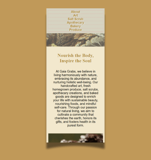 A webpage design built for mobile screens.