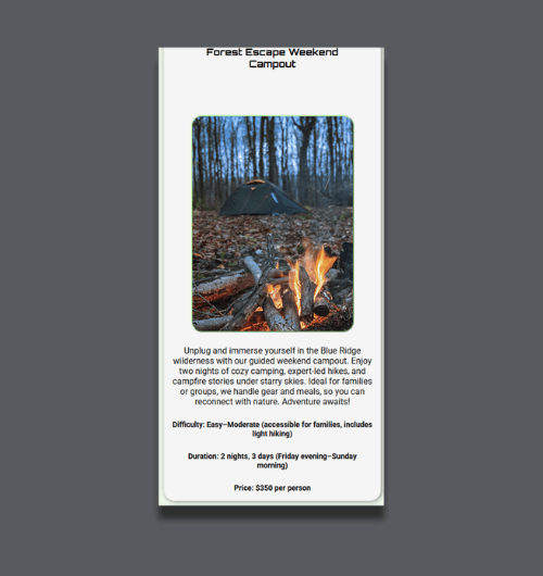 A webpage design built for mobile screens.