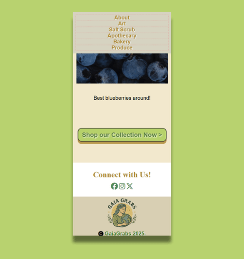A webpage design built for mobile screens.