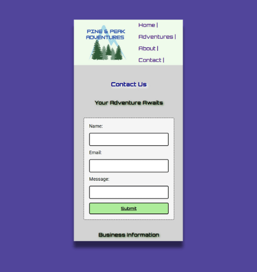 A webpage design built for mobile screens.