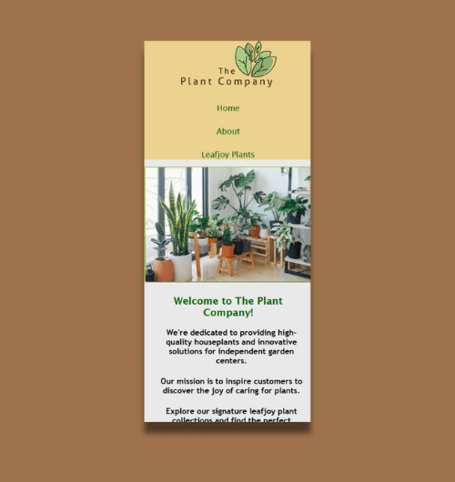 A webpage design built for mobile screens.
