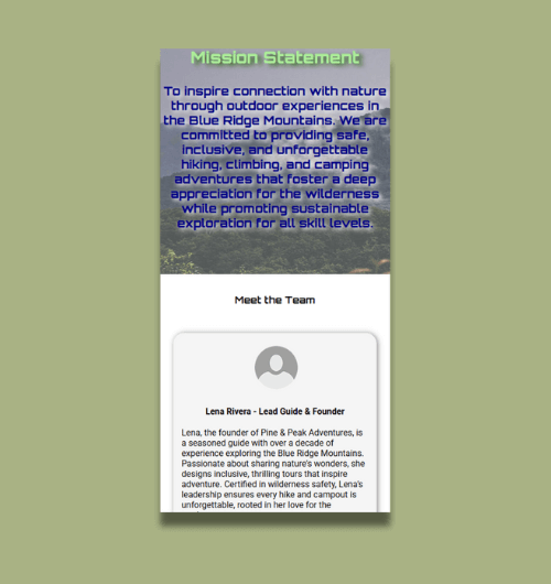 A webpage design built for mobile screens.