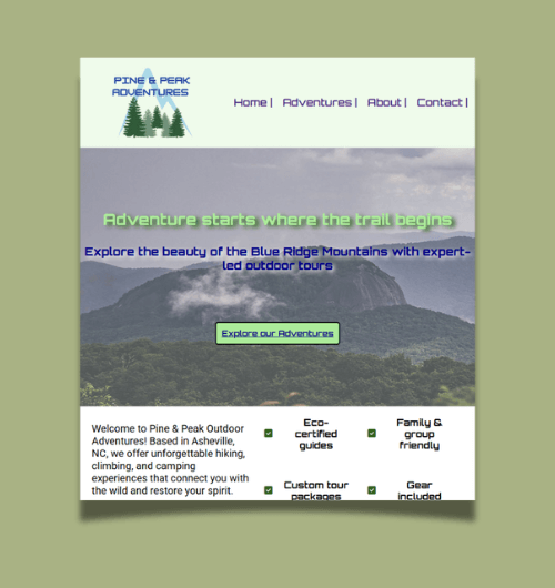A webpage design built for tablet screens.