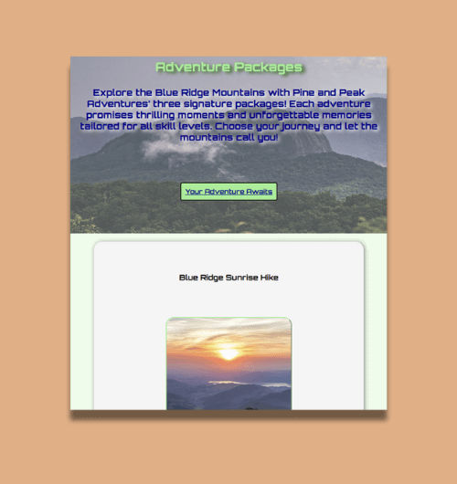 A webpage design built for tablet screens.