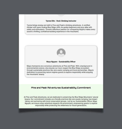 A webpage design built for tablet screens.