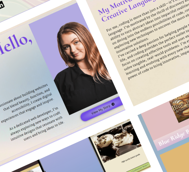 A collage of photos of webpages from kayleeconley.com