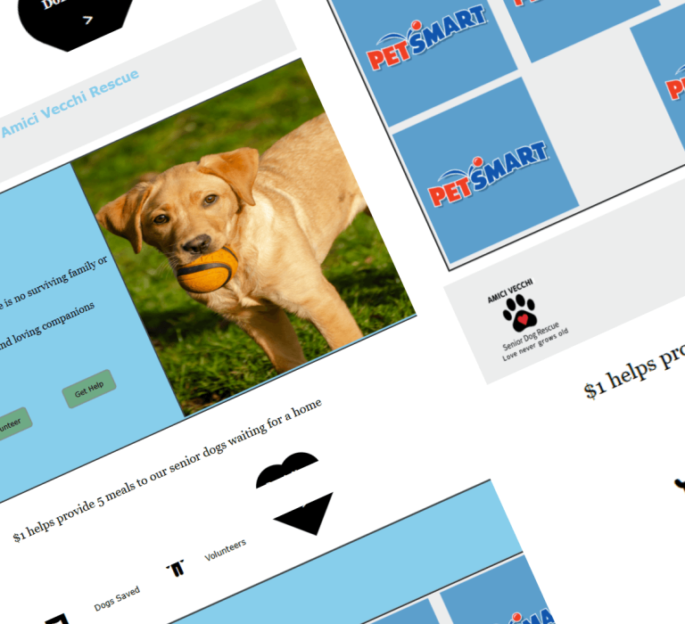 A collage of photos of website pages.